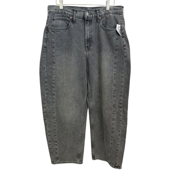 Old Navy Womens High Rise Barrel Leg Jeans Gray Size 12 Western Horseshoe Boho - Picture 1 of 6